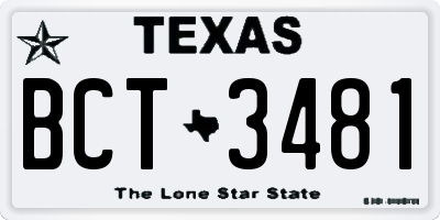 TX license plate BCT3481