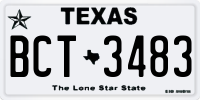 TX license plate BCT3483