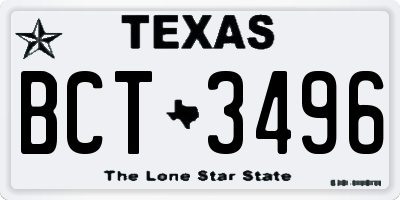 TX license plate BCT3496