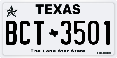 TX license plate BCT3501