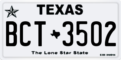 TX license plate BCT3502