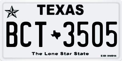 TX license plate BCT3505