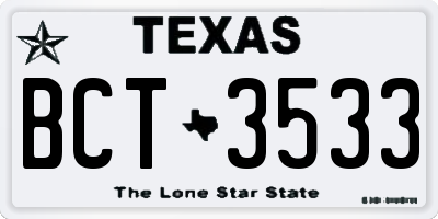 TX license plate BCT3533