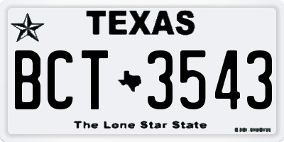 TX license plate BCT3543