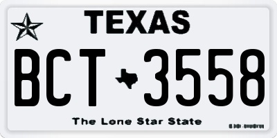 TX license plate BCT3558