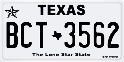 TX license plate BCT3562