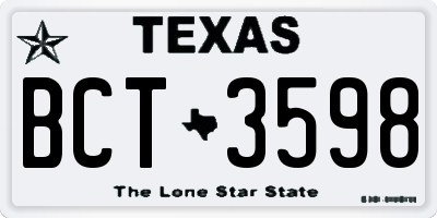 TX license plate BCT3598