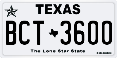 TX license plate BCT3600