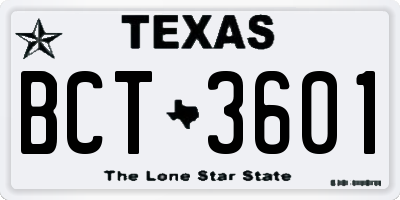 TX license plate BCT3601
