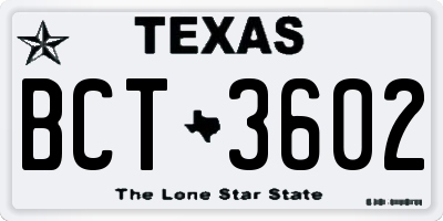 TX license plate BCT3602
