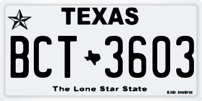 TX license plate BCT3603