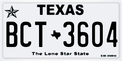 TX license plate BCT3604