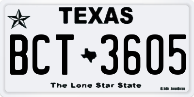 TX license plate BCT3605