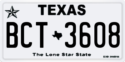 TX license plate BCT3608