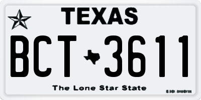 TX license plate BCT3611