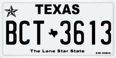 TX license plate BCT3613