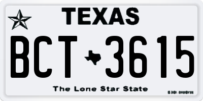 TX license plate BCT3615