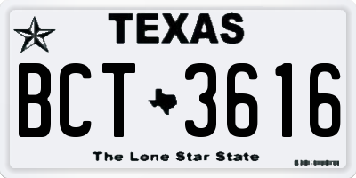 TX license plate BCT3616