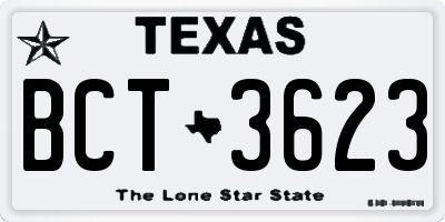 TX license plate BCT3623
