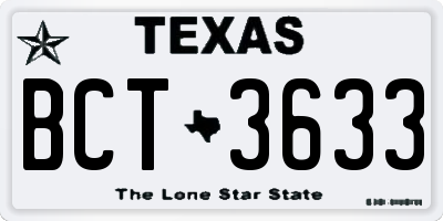 TX license plate BCT3633