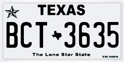 TX license plate BCT3635