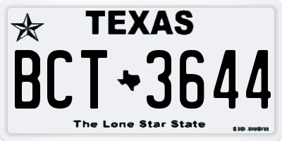TX license plate BCT3644