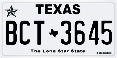 TX license plate BCT3645