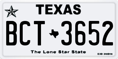 TX license plate BCT3652