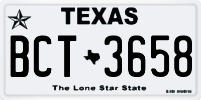 TX license plate BCT3658