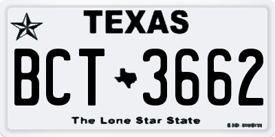 TX license plate BCT3662