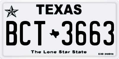 TX license plate BCT3663