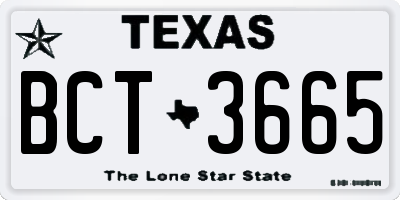 TX license plate BCT3665