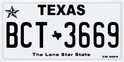 TX license plate BCT3669