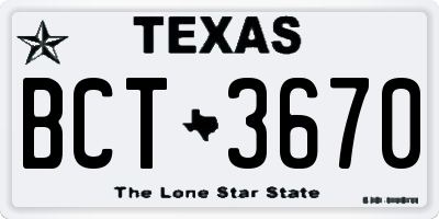 TX license plate BCT3670