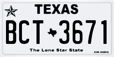 TX license plate BCT3671