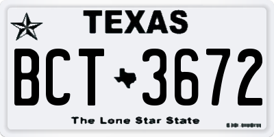 TX license plate BCT3672