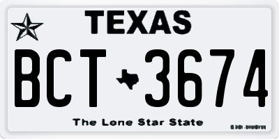 TX license plate BCT3674