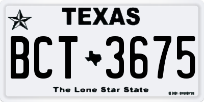 TX license plate BCT3675