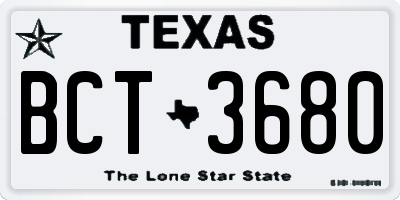 TX license plate BCT3680