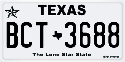 TX license plate BCT3688