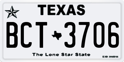 TX license plate BCT3706