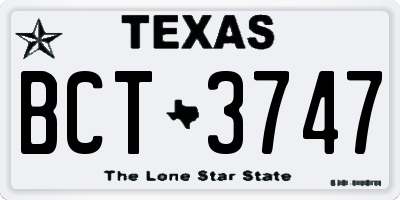TX license plate BCT3747