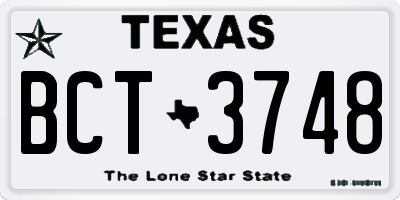 TX license plate BCT3748