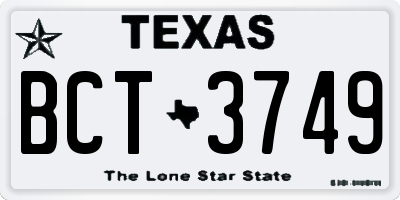 TX license plate BCT3749