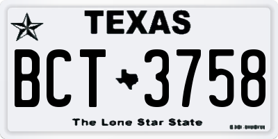 TX license plate BCT3758