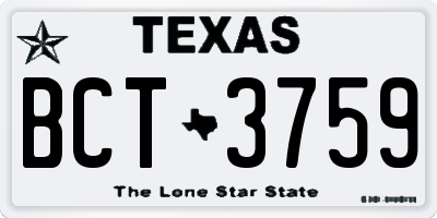 TX license plate BCT3759