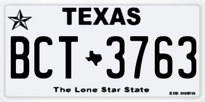 TX license plate BCT3763