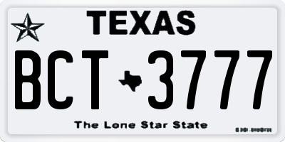 TX license plate BCT3777