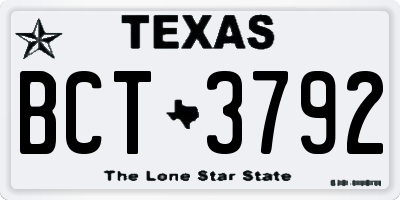 TX license plate BCT3792