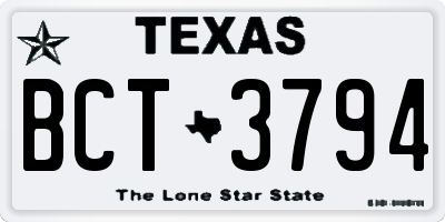 TX license plate BCT3794